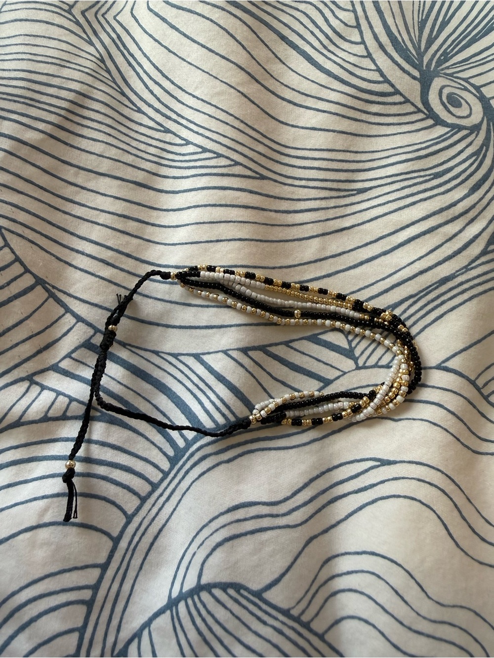 Beaded Multi-Strand Bracelet - Black & Gold